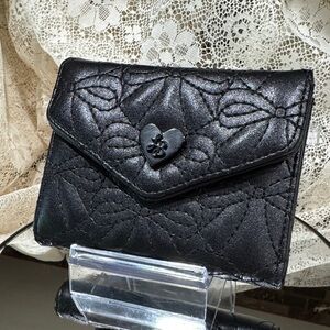 Luv Betsy by Betsy Johnson Black Bow Quilted Women's wallet NWT